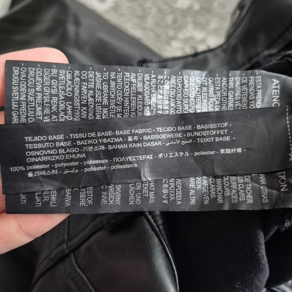 ZARA Women's Black Faux Leather Pants High Rise Straight Leg Style Size 10 - Picture 6 of 7